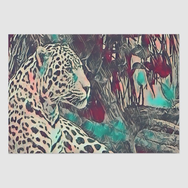 Powerful Resting Jaguar Illustration Tissue Paper (Front)