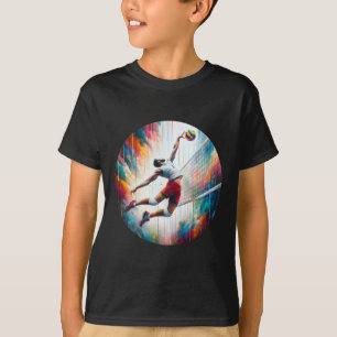Powerful Volleyball Smash – Female Athlete In Acti T-Shirt