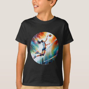 Powerful Volleyball Smash – Female Athlete In Acti T-Shirt