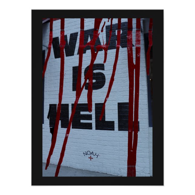 Powerful War Protest Visual with Red Distress Art Poster (Front)