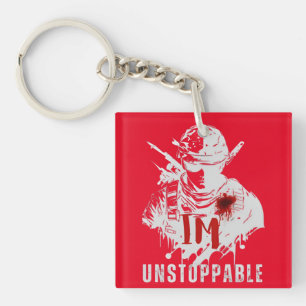 Powerful Warrior Silhouette Unstoppable Edgy Style Keychain