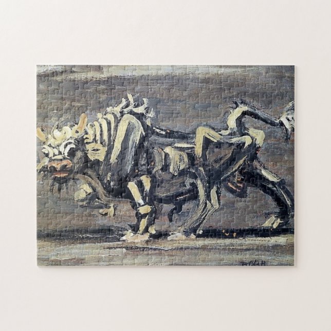 Powerful “White Ox 1” Painting by Lee Jung-seob Jigsaw Puzzle (Horizontal)