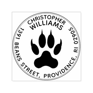 Powerful Wolf Paw Print Round Return Address Self-inking Stamp