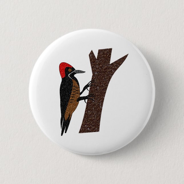 Powerful Woodpecker 2 Inch Round Button (Front)