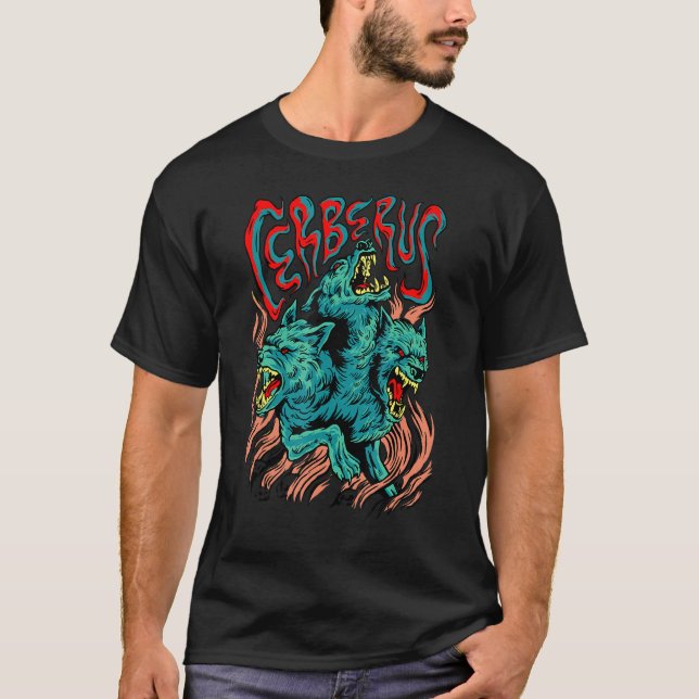Powerful Zerberus Cerberus Three-Headed Helldog An T-Shirt (Front)