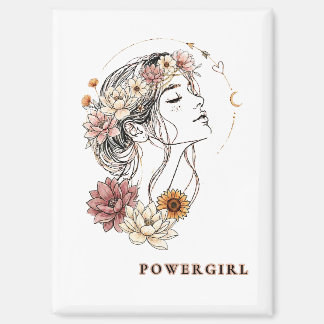 Powergirl – Floral Woman, Strength & Self-Lo Magnet