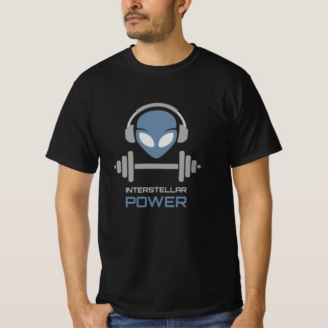 Powerlifting Alien Gym Workout T-Shirt (Front)