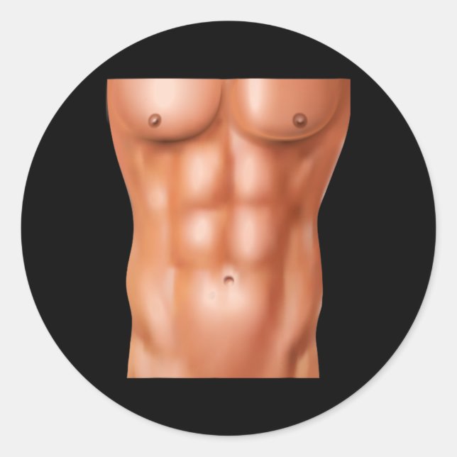 Powerlifting Bodybuilding Weight Training Six Pack Classic Round Sticker (Front)