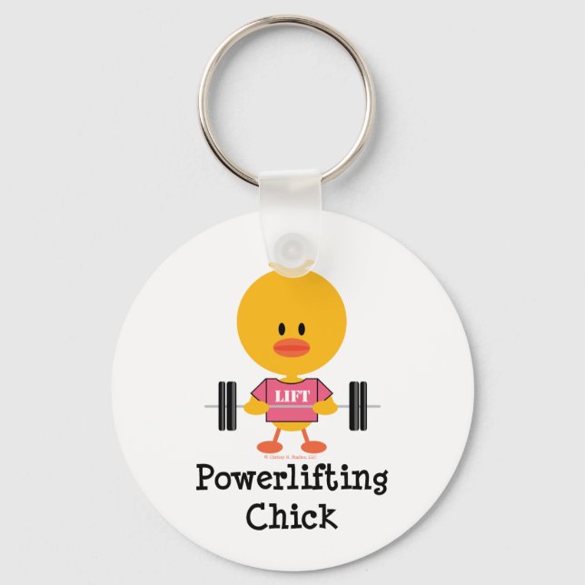 Powerlifting Chick Keychain (Front)