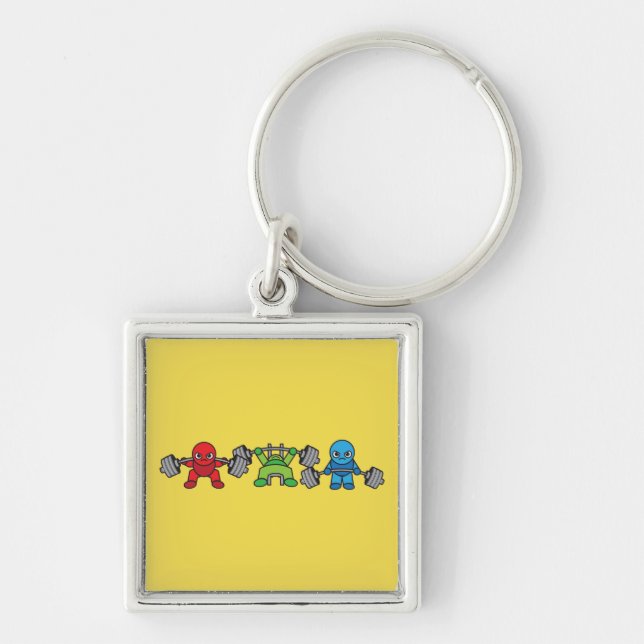 Powerlifting Kawaii - Squat, Bench Press, Deadlift Keychain (Front)