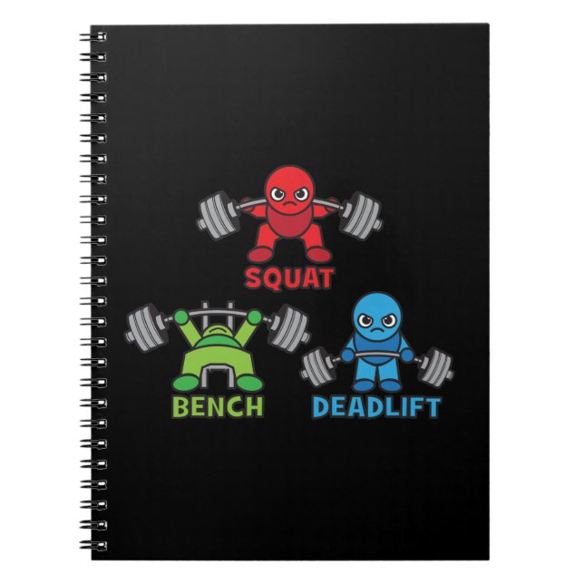 Powerlifting Kawaii - Squat, Bench Press, Deadlift Notebook (Front)