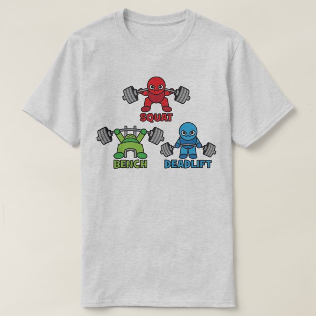 Powerlifting Kawaii - Squat, Bench Press, Deadlift T-Shirt (Design Front)
