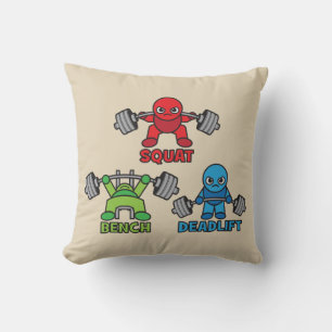 Powerlifting Kawaii - Squat, Bench Press, Deadlift Throw Pillow