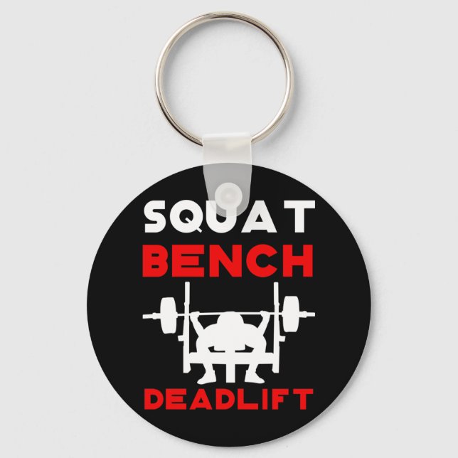 Powerlifting  Squat Bench Deadlift Weightlifting Keychain (Front)