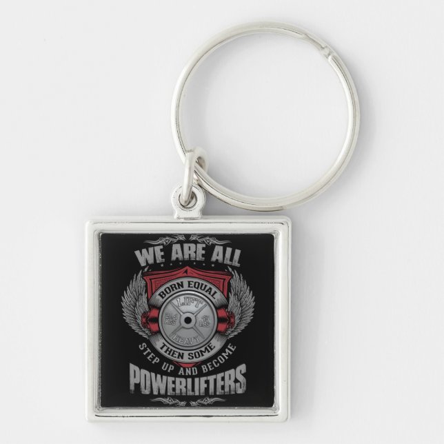 Powerlifting - STEP UP - Barbell Plate - Gym Keychain (Front)