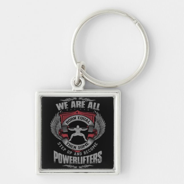 Powerlifting - STEP UP - Gym Workout Motivational Keychain (Front)