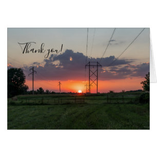 Powerline Sunset Landscape Thank You Card