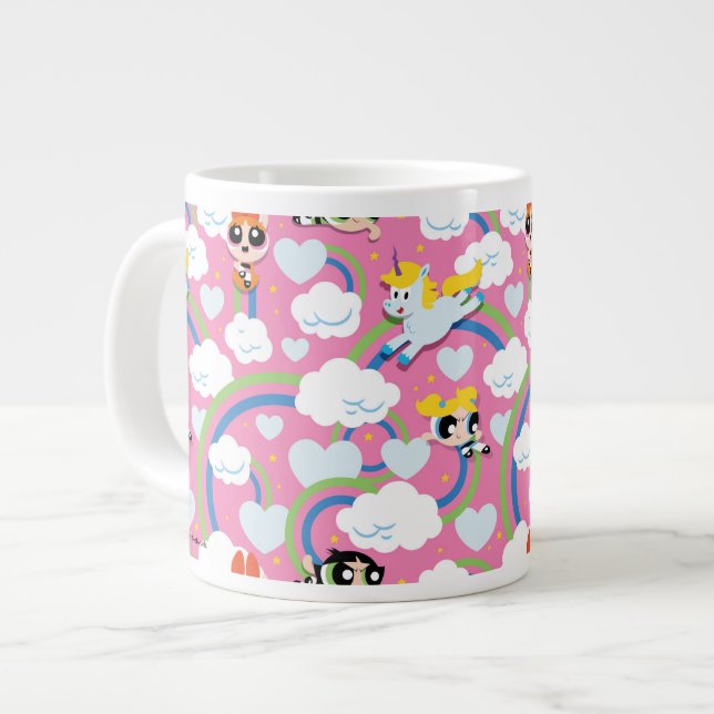 Powerpuff Girls & Donny Rainbow Pattern Large Coffee Mug (Front Left)