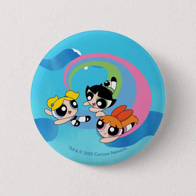 Powerpuff Girls Fly Through The Sky 2 Inch Round Button (Front)