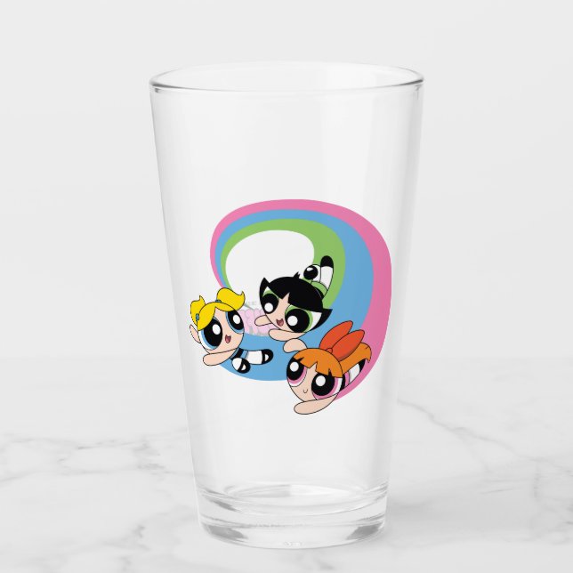 Powerpuff Girls Fly Through The Sky Glass (Front)