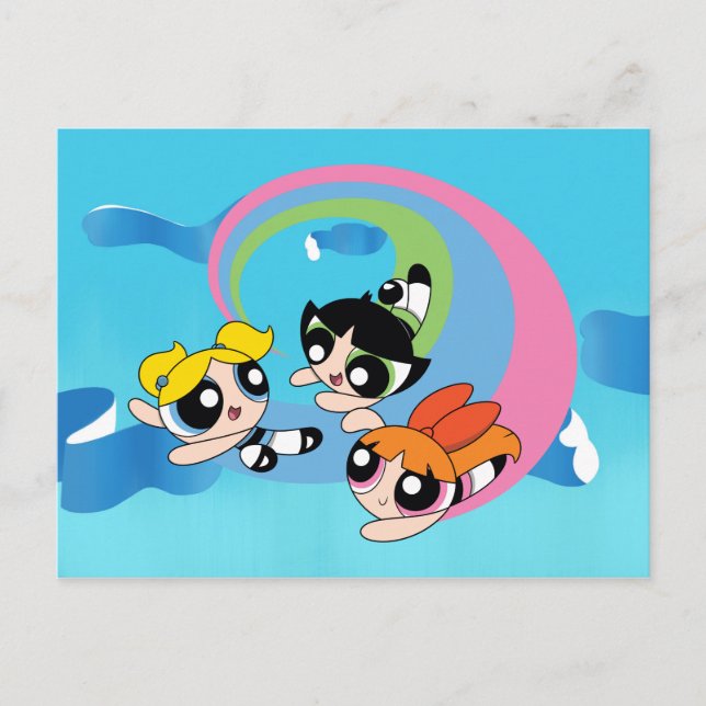 Powerpuff Girls Fly Through The Sky Invitation Postcard (Front)