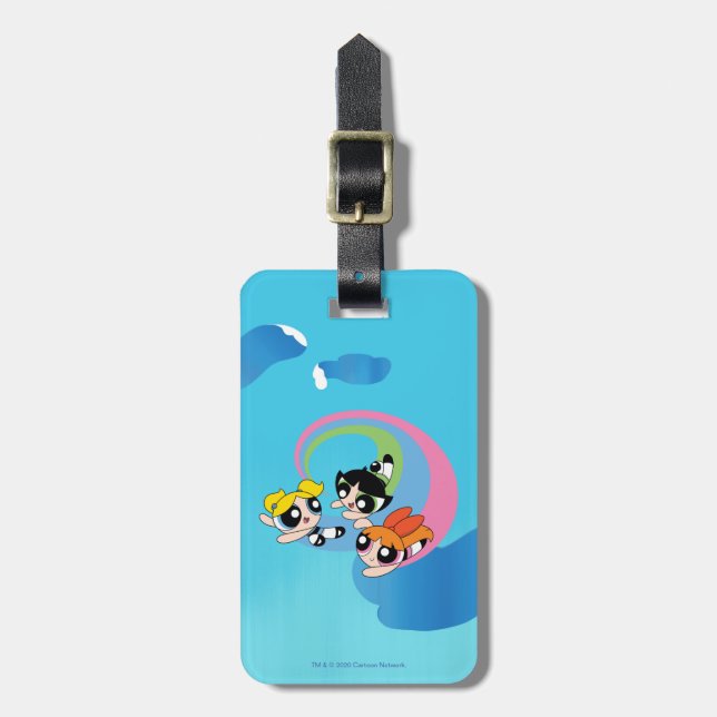 Powerpuff Girls Fly Through The Sky Luggage Tag (Front Vertical)