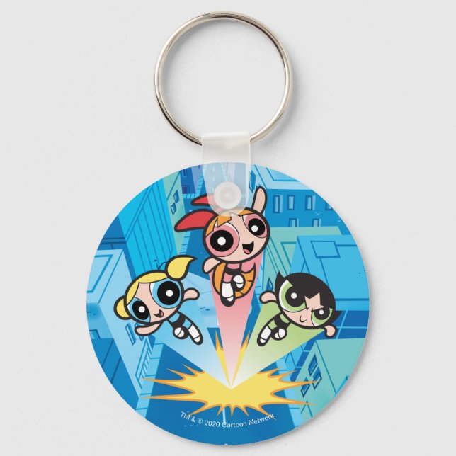 Powerpuff Girls Launch Into The Air Keychain (Front)