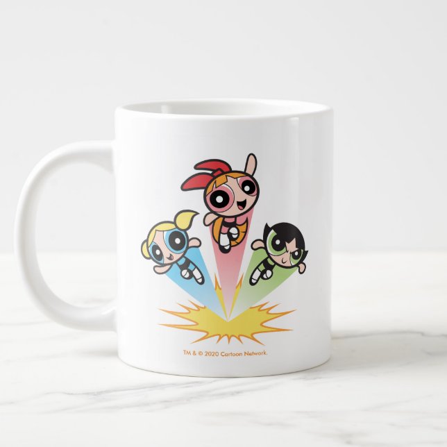 Powerpuff Girls Launch Into The Air Large Coffee Mug (Left)