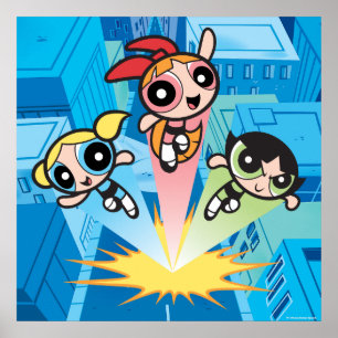 Powerpuff Girls Launch Into The Air Poster
