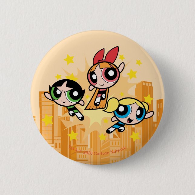 Powerpuff Girls Save The Day 2 Inch Round Button (Front)