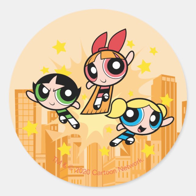 Powerpuff Girls Save The Day Classic Round Sticker (Front)