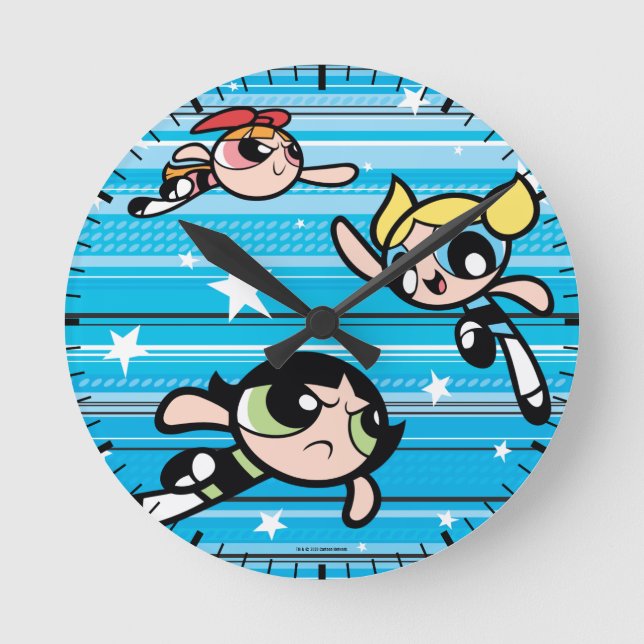 Powerpuff Girls Star Pattern Round Clock (Front)