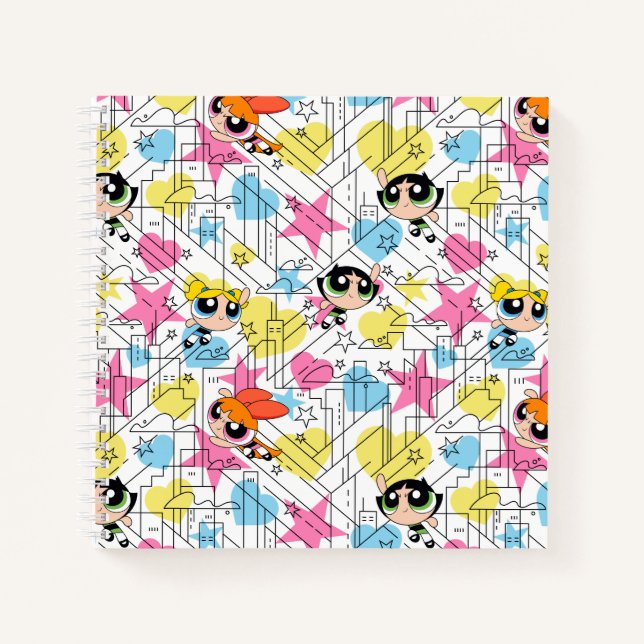 Powerpuff Girls Townsville Pattern Notebook (Front)