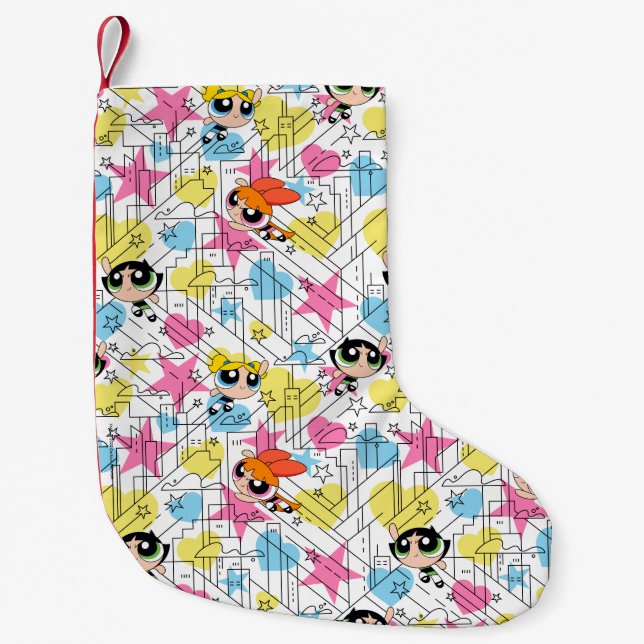 Powerpuff Girls Townsville Pattern Small Christmas Stocking (Front)