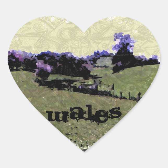Powys Doodle Heart Sticker (Front)