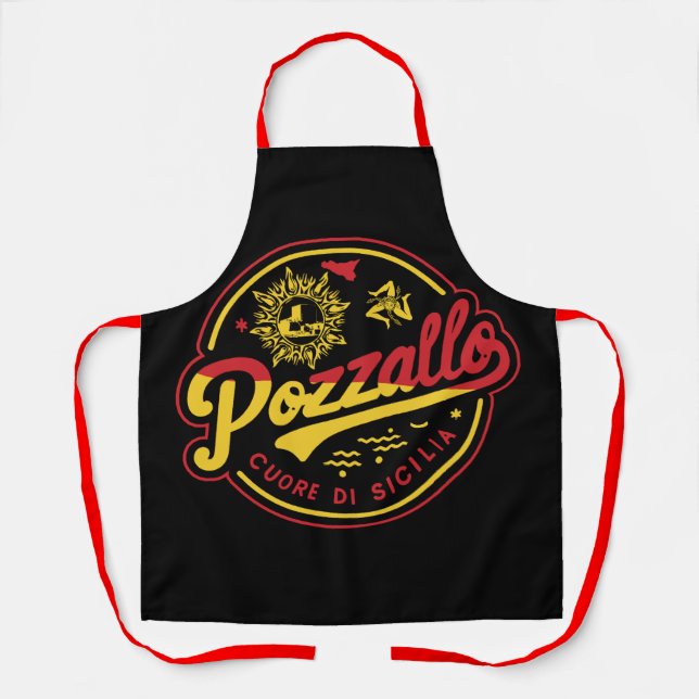 Pozzallo Cuore di Sicilia All-Over Print Apron (Front)