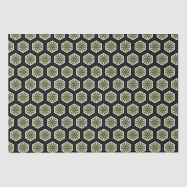 PP 197 Decorative Green Hexagon Tissue Paper (Front)