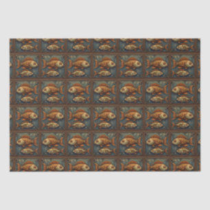 PP 572 Steampunk Fishes Decoupage 2 of 3 Tissue Paper