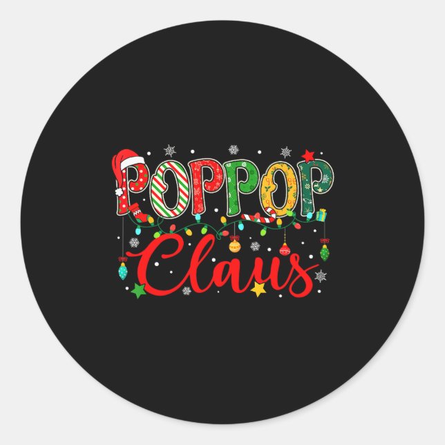 Pp Claus Christmas Lights Pajama Family Matching M Classic Round Sticker (Front)