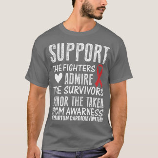ppcm heart disease awareness women's red-ribbon sa T-Shirt