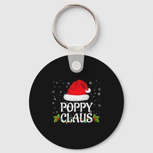Ppy Claus Christmas Lights Santa Pajama Family Mat Keychain (Front)