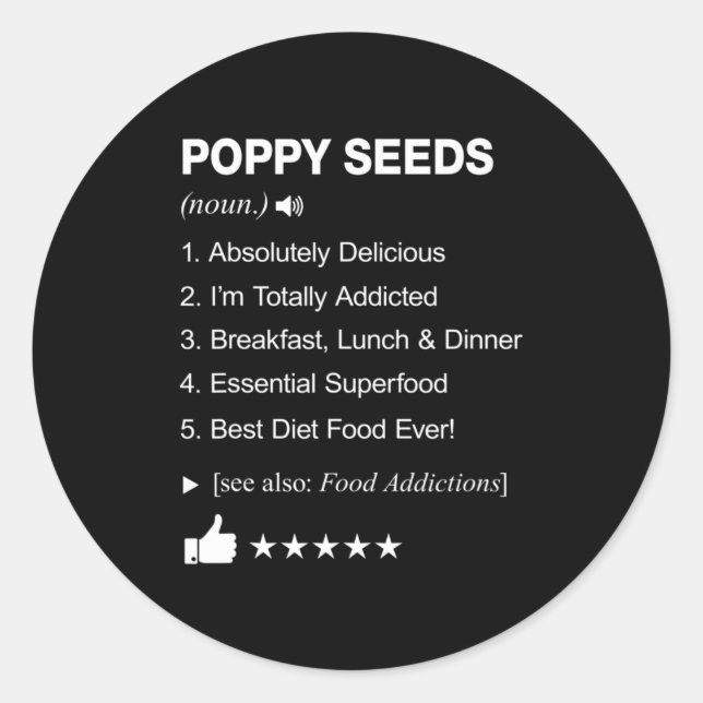 Ppy Seeds Definition Meaning Funny  Classic Round Sticker (Front)
