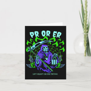 Pr Or Er Gym Weightlifting Bodybuilding Spooky Hal Card