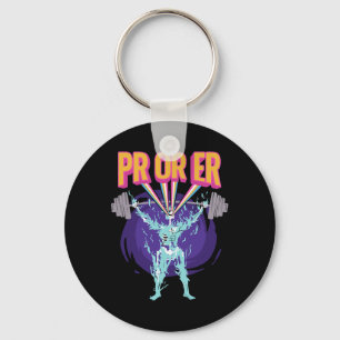 Pr Or Er Weightlifting Funny Gym Tee Workout Humor Keychain