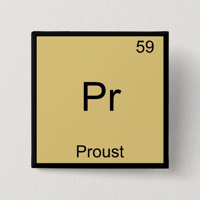 Pr - Proust Funny Chemistry Element Symbol T-Shirt 2 Inch Square Button (Front)
