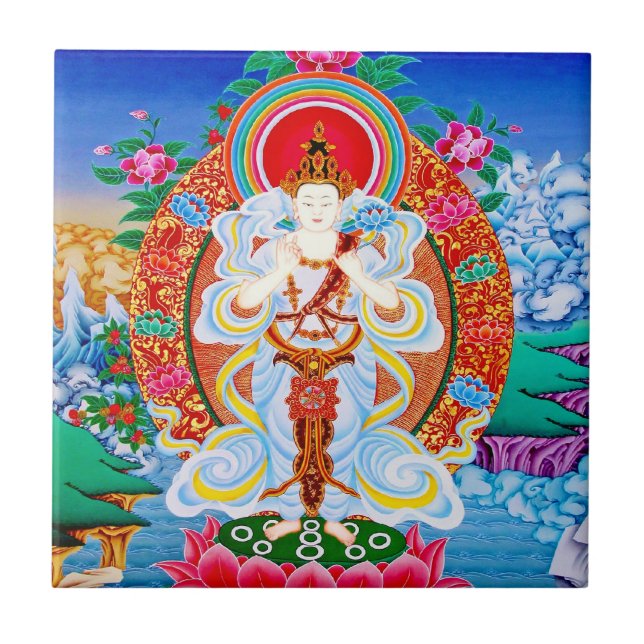 Prabhutaratna Buddha Cool oriental Padmakumara Tile (Front)