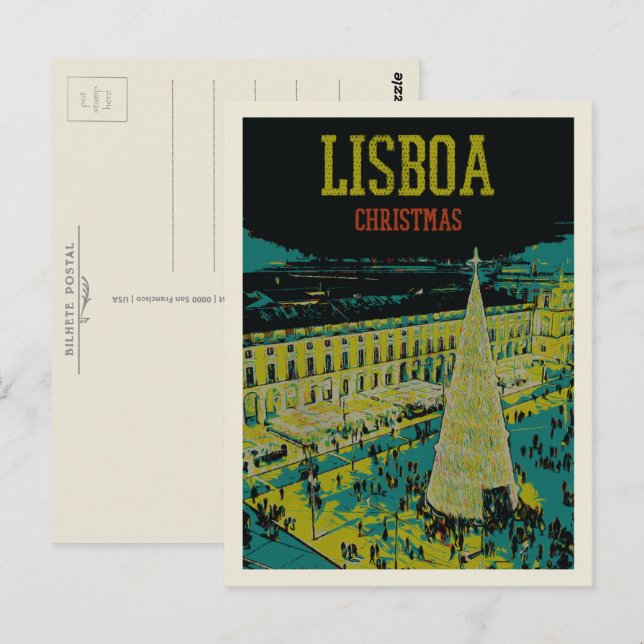 Praça do Comercio in Lisbon during Christmas Postcard (Front/Back)