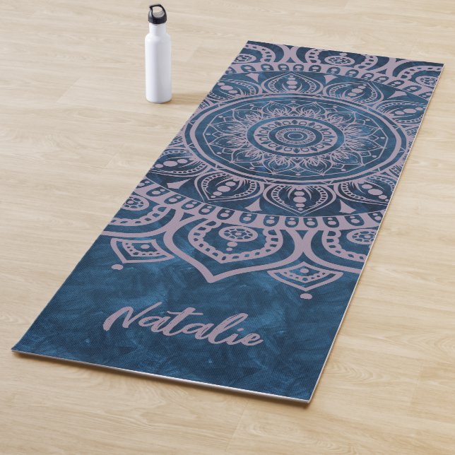 Practical monogram Mandala blue beautiful yoga Mat (In Situ)