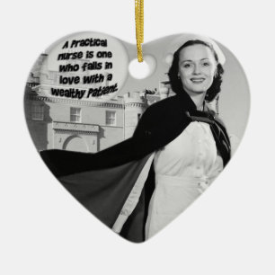 PRACTICAL NURSE FALLS IN LOVE W/ WEALTHY PATIENT CERAMIC ORNAMENT