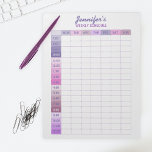 Practical Purple and Pink Weekly Schedule Planner Notepad<br><div class="desc">This customizable notepad is perfect for keeping your weekly schedule organized and on track. With its purple and pink colour shades and white grid lines, it’s both functional and stylish. The planner is divided into 7 columns, one for each day of the week, with time slots from 7:00 AM to...</div>